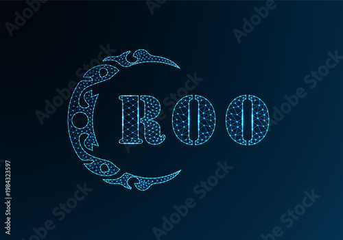 Low poly letter logo ROO design. ROO letter logo low poly vector design on blue color gradient background. ROO logo low poly design