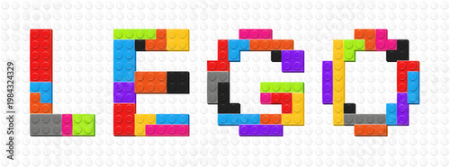 Realistic colored plastik constructor parts on white constructor plate background. Play and build concept. Vector illustration