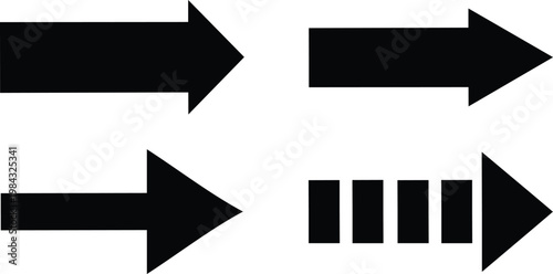 A collection of black arrows icon set. Forward arrows sign. arrow symbol. Flat style icons design. 