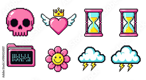 Collection of cute cartoon icons.