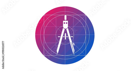 Compass Drawing Tool White Icon.
