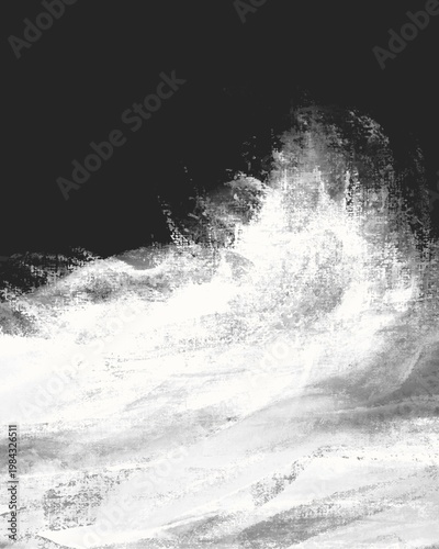 Illustration of Abstract Monochrome Wave – Expressive Ink Painting of Motion and Energy