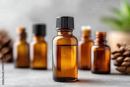 Amber glass essential oil bottles for natural wellness and organic skincare