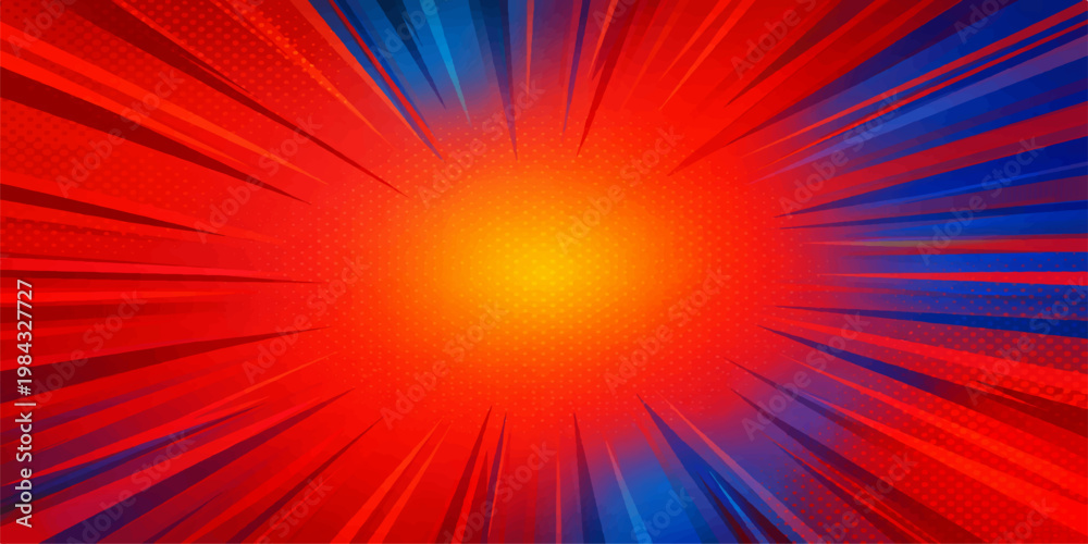 Obraz premium Red abstract burst background with glowing rays and fiery explosion energy and light texture wallpaper