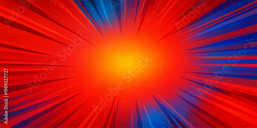 Red abstract burst background with glowing rays and fiery explosion energy and light texture wallpaper