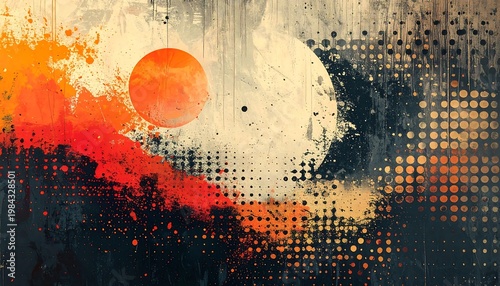 Abstract Orange Grunge Art.