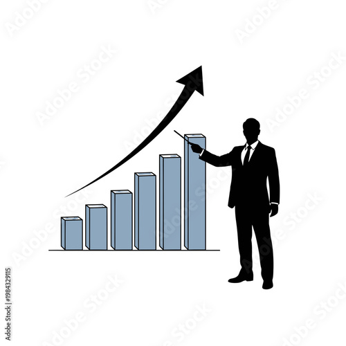 Businessman Showing Upward Financial Growth Chart Illustration

