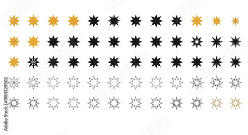 Collection of starburst shapes icons.