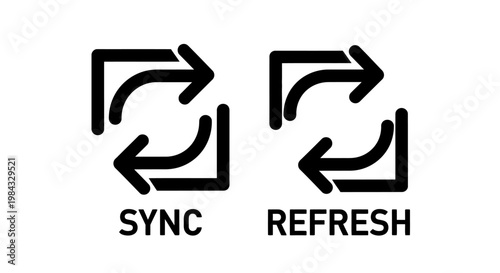 Black sync and refresh icons.