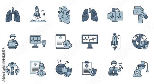 Medical Healthcare Professional Icons Set.