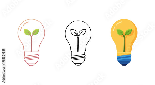 Light Bulb With Green Sprouting Plant.