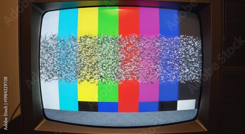 vintage crt tv color bars test pattern on retro screen