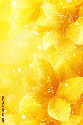 Delicate Yellow Watercolor Blossom Background with Ethereal Golden Petals and Soft Floral Elements