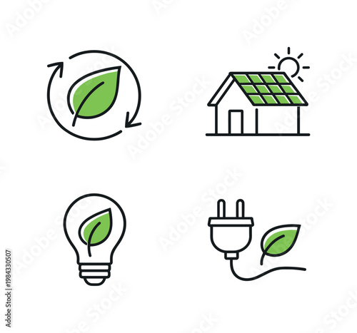 Green energy lifestyle and environmental awareness concept highlighting conscious consumption reduced emissions and sustainable living habits in a clean modern vector