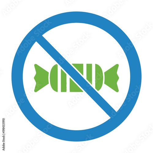 No Candy Allowed Sign Symbol Prohibiting Sweets Consumption Icon for Public Health Diet Awareness