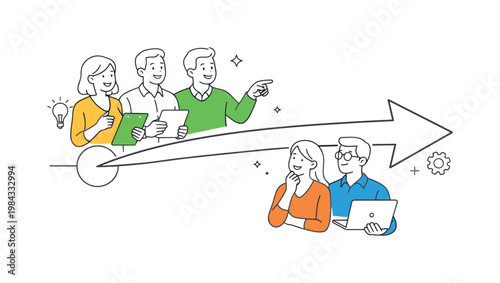 A simple clarity of next action scenario where professionals immediately understand what to do next in a workflow without hesitation, using a visual metaphor of a single