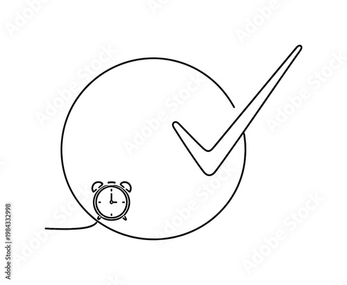 Maintaining strong discipline and building consistent habits through simple repeated daily routines over time, a flowing line forming a circular loop that gradually