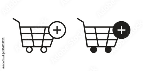 Add to cart icon, thin line symbol, editable stroke eps 10