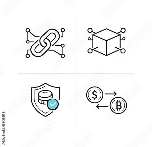 Blockchain technology and crypto network concept focused on distributed systems transaction verification and digital connectivity in financial infrastructure, a chain