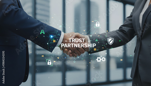 Building Trust Through Partnership: A visual representation of a handshake symbolizing the core values of partnership. It represents elements of trust and security.