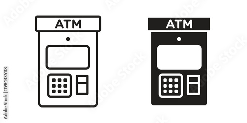Atm icon, thin line symbol, editable stroke eps 10