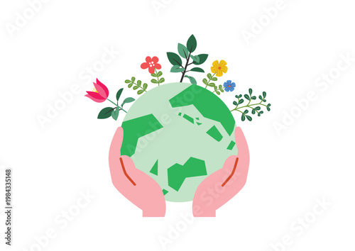 地球を持つ手のイラスト