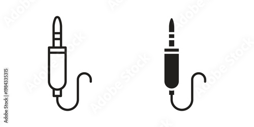 Audio jack icon, thin line symbol, editable stroke eps 10