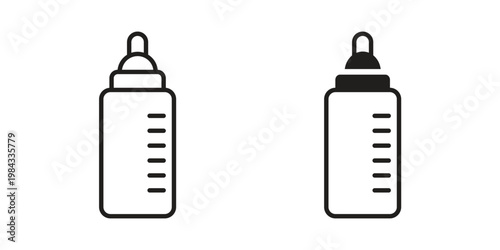 Baby milk bottle icon, thin line symbol, editable stroke eps 10