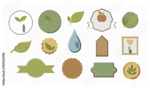 Organic bio eco labels vegan healthy food badges vector set