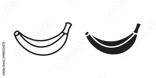 Banana icon, thin line symbol, editable stroke eps 10