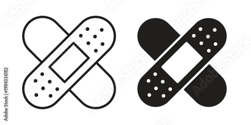 Band aid icon, thin line symbol, editable stroke eps 10