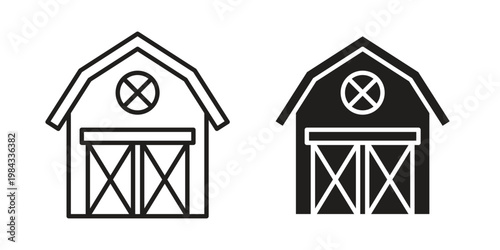 Barn icon, thin line symbol, editable stroke eps 10