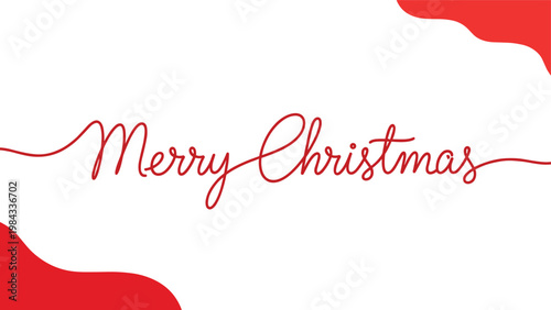 Festive Merry Christmas script lettering accompanied by decorative red wavy elements, creating a cheerful and celebratory seasonal design.