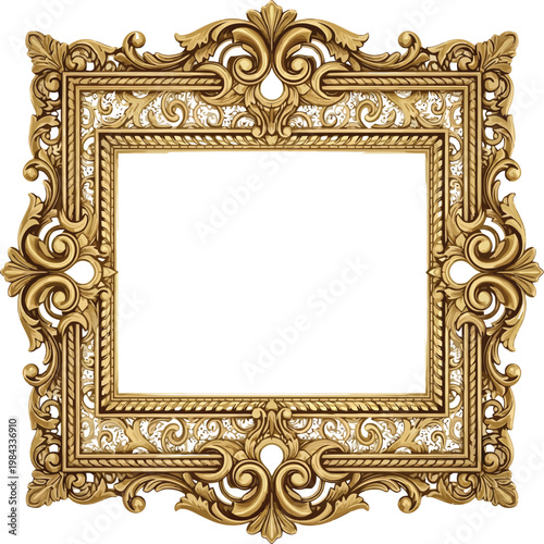 Ornate golden baroque frame with intricate scrollwork