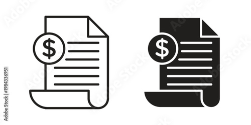 Bill paid icon, thin line symbol, editable stroke eps 10