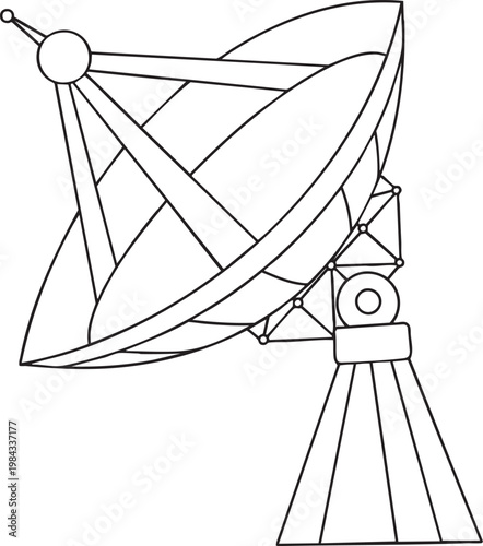 Ground Satellite Dish Line Art Coloring Page