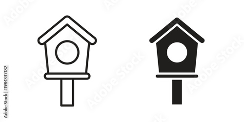 Bird house icon, thin line symbol, editable stroke eps 10