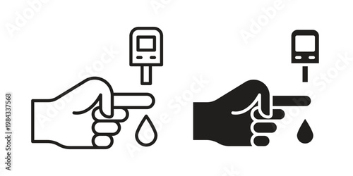 Blood sugar test icon, thin line symbol, editable stroke eps 10