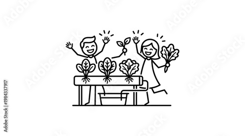 Happy People Celebrating a Successful Hydroponic Garden