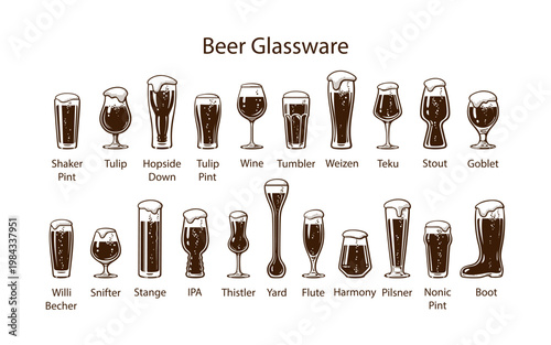  Vintage set of beer glasses