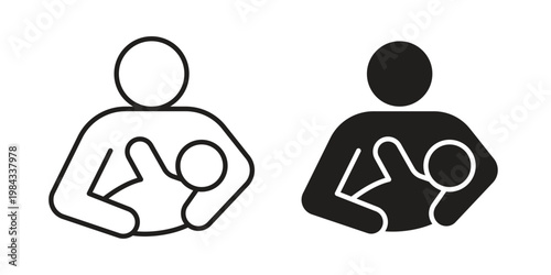 Breastfeeding icon, thin line symbol, editable stroke eps 10