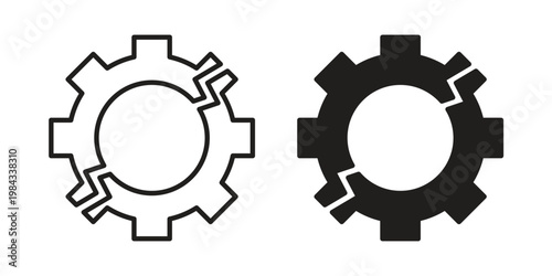 Broken gear icon, thin line symbol, editable stroke eps 10
