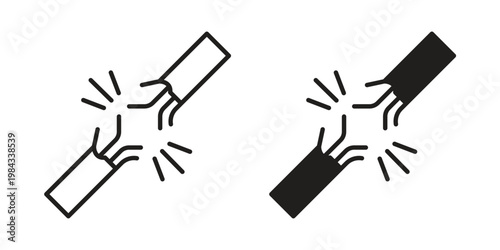 Broken Wire Icon icon, thin line symbol, editable stroke eps 10