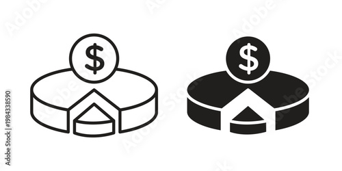 Budget planning icon, thin line symbol, editable stroke eps 10