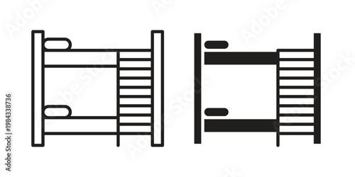 Bunk bed icon, thin line symbol, editable stroke eps 10