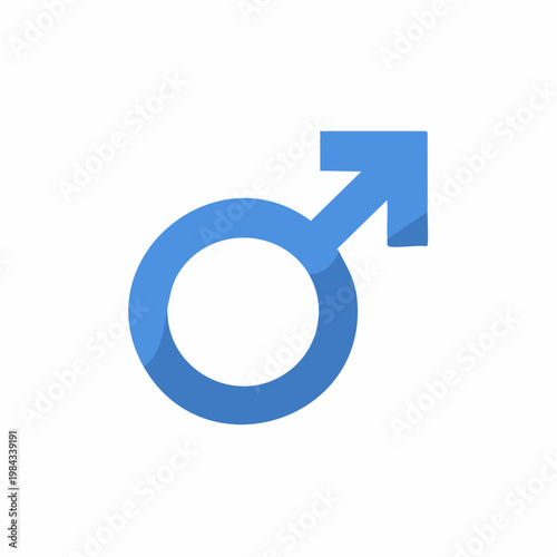 Blue male gender symbol icon on white background