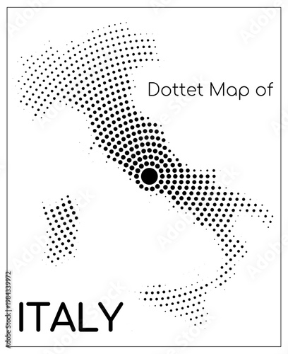 Dotted map of Italy centered on Rome