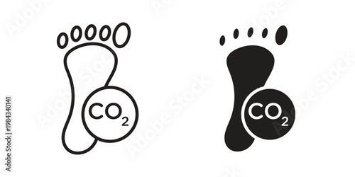 Carbon footprint icon, thin line symbol, editable stroke eps 10