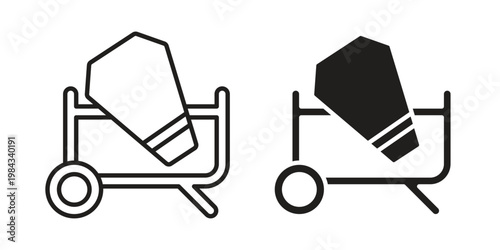 cement mixers icon, thin line symbol, editable stroke eps 10