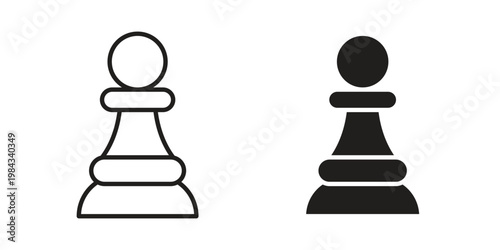 Chess pawn icon, thin line symbol, editable stroke eps 10